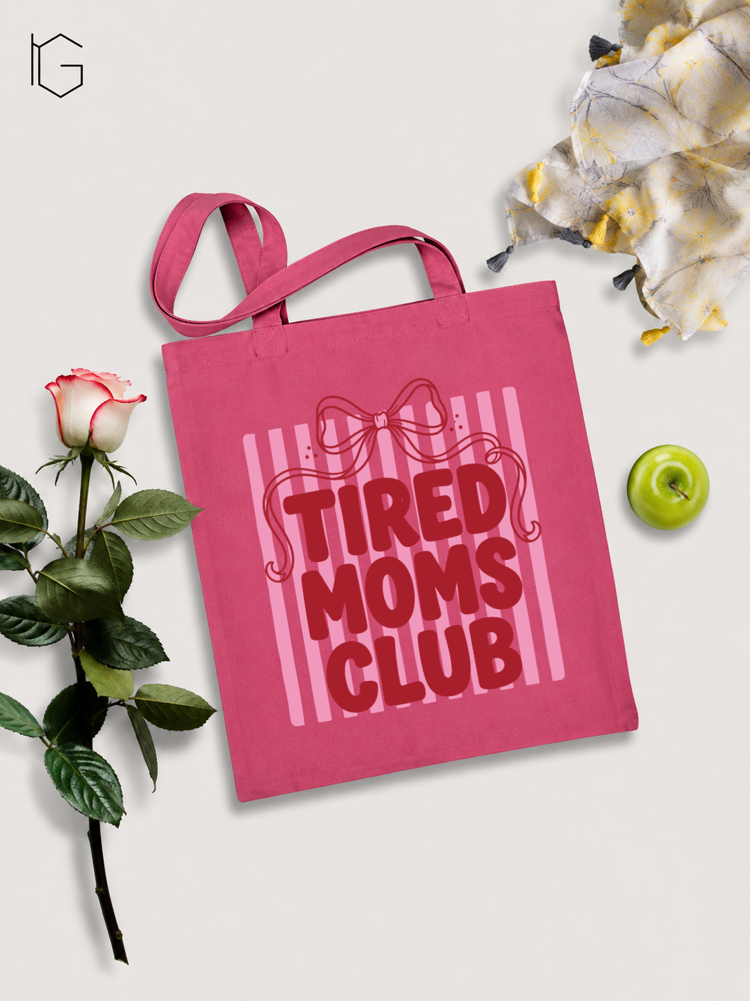 Tired Moms Club Canvas Tote Bag - Hot Pink