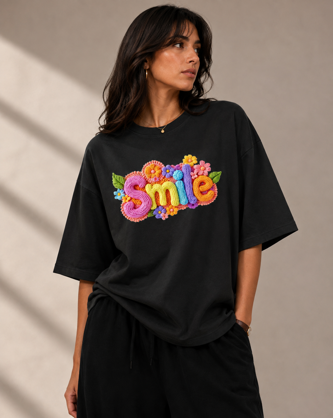 Smile Oversized Tshirt - Black