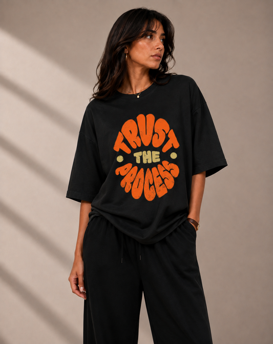 Trust the Process Oversized Tshirt - Black