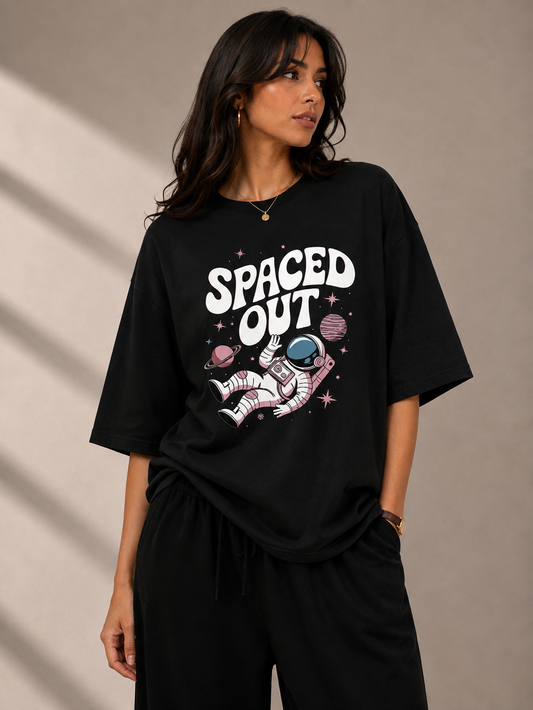 Spaced Out Oversized Tshirt - Black
