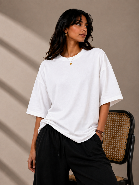 White Drop Shoulder Tshirt