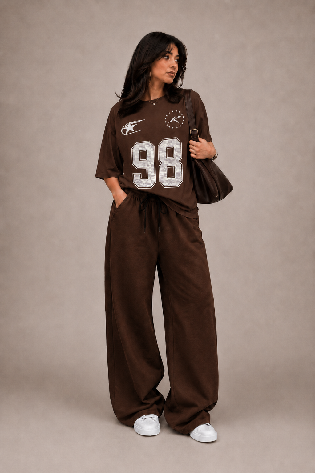Oversized Comfort Varsity 98 Matching Set (Brown & Brown)