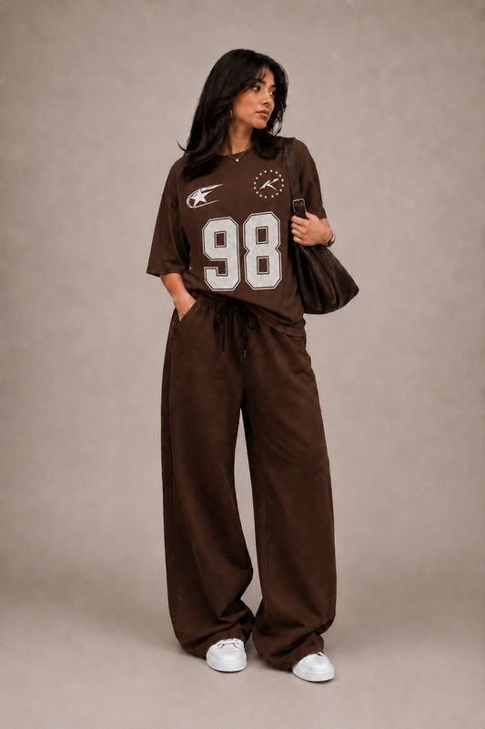 Oversized Comfort Varsity 98 Matching Set (Brown & Brown)