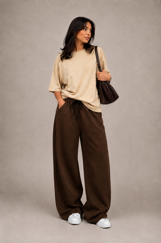 Oversized Comfort Matching Set (Brown & Beige)