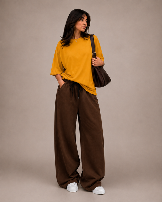 Oversized Comfort Matching Set (Brown & Mustard)