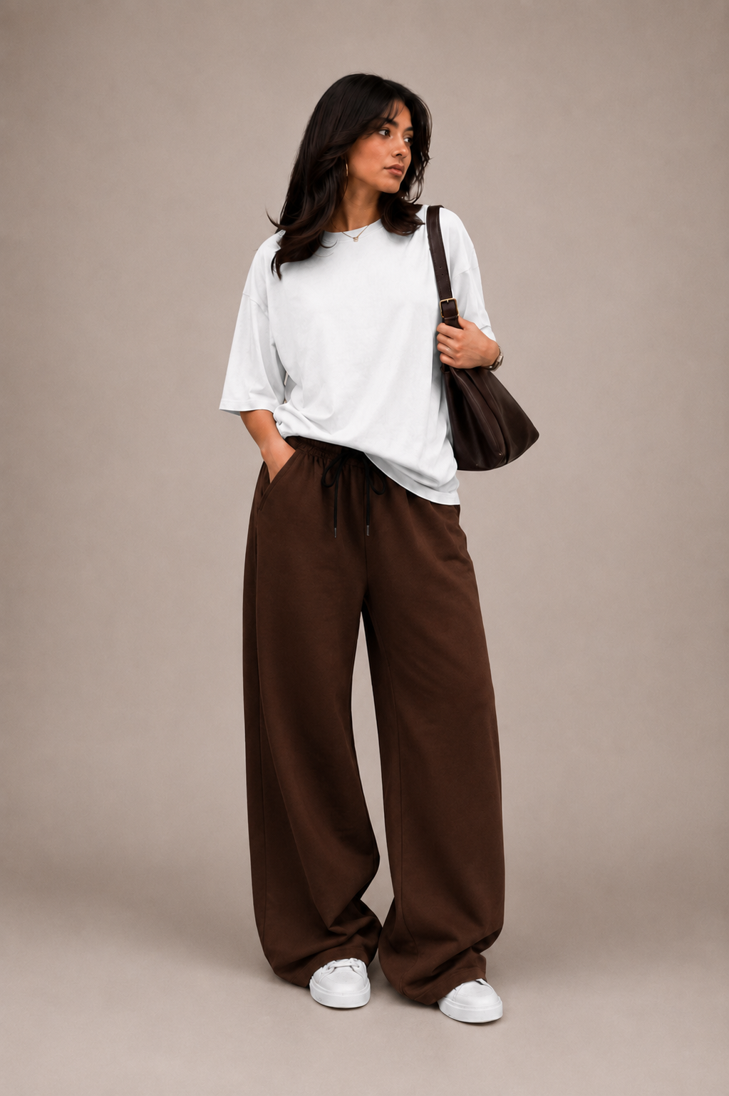 Oversized Comfort Matching Set (Brown & White)