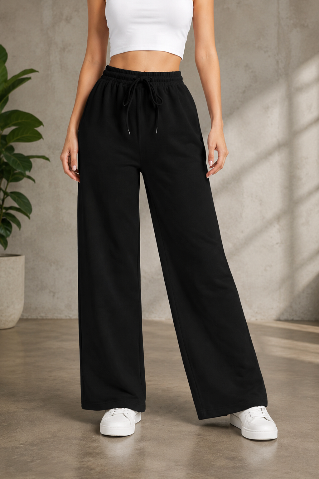 Wide Leg Trouser For Summers - Black