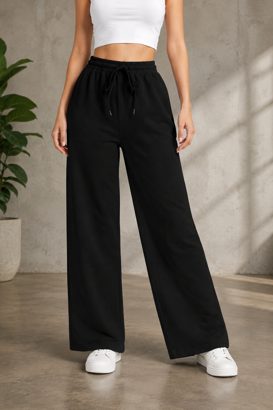 Wide Leg Trouser For Summers - Black
