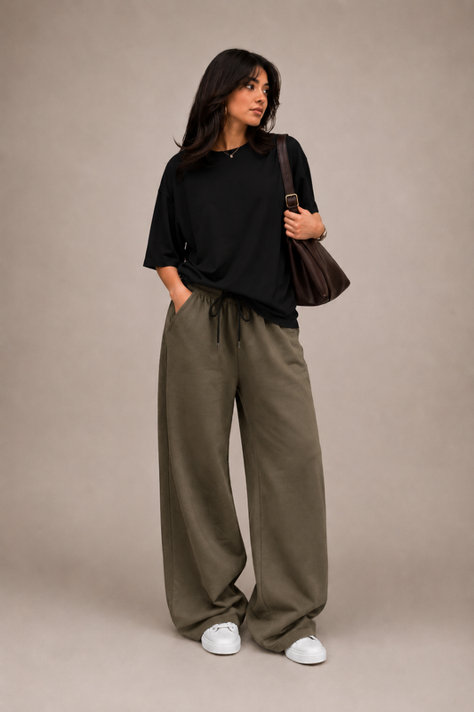 Oversized Comfort Matching Set (Khaki Olive & Black)