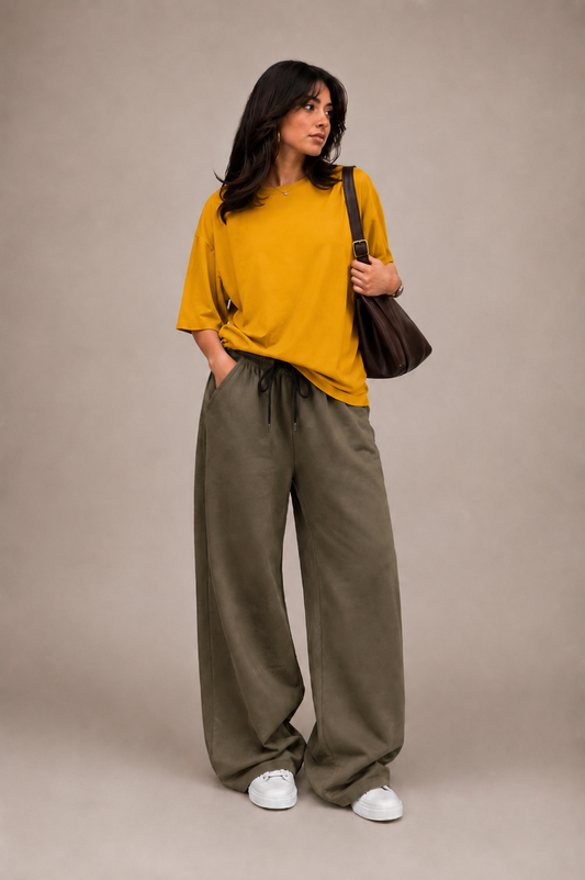 Oversized Comfort Matching Set (Khaki Olive & Mustard)