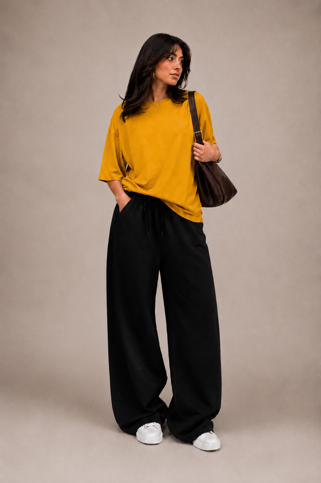 Oversized Comfort Matching Set (Black & Mustard)
