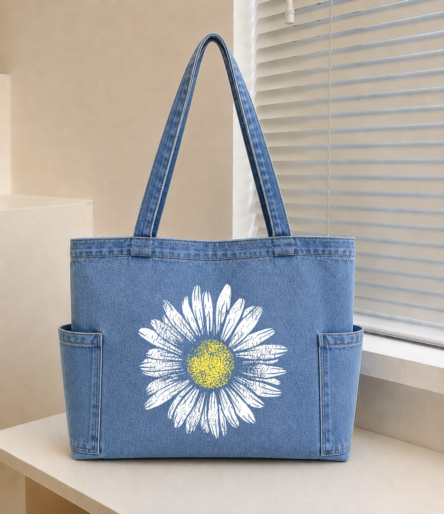 Daisy Tote Bag - Denim Blue