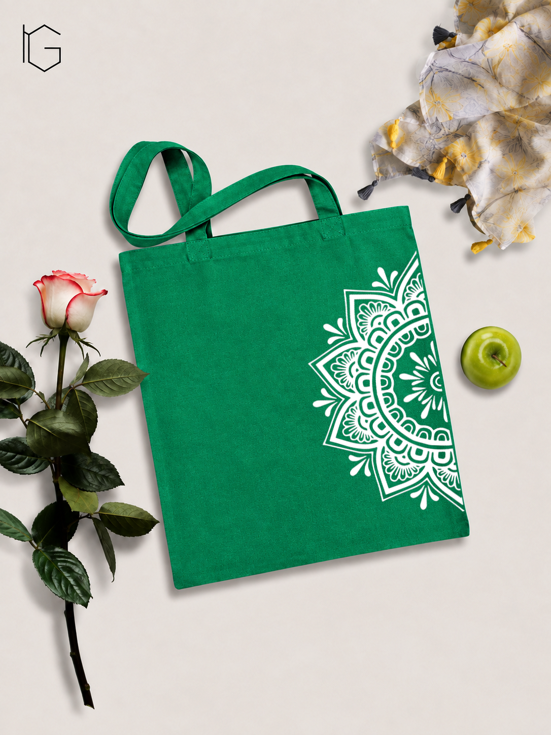 Semi Artwork Canvas Open Tote Bag - Green