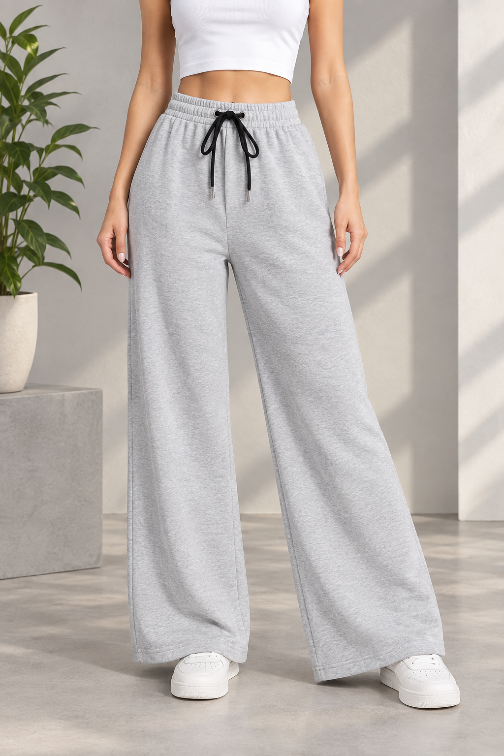 Wide Leg Trouser For Summers - Heather Grey