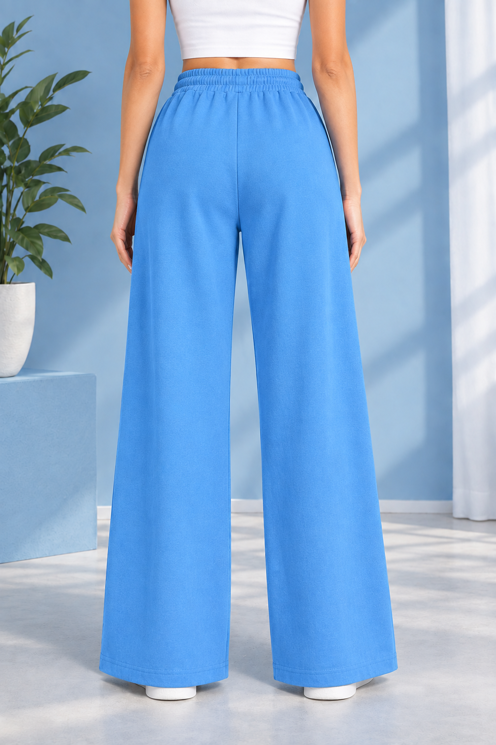 Wide Leg Trouser For Summers - Azure Blue