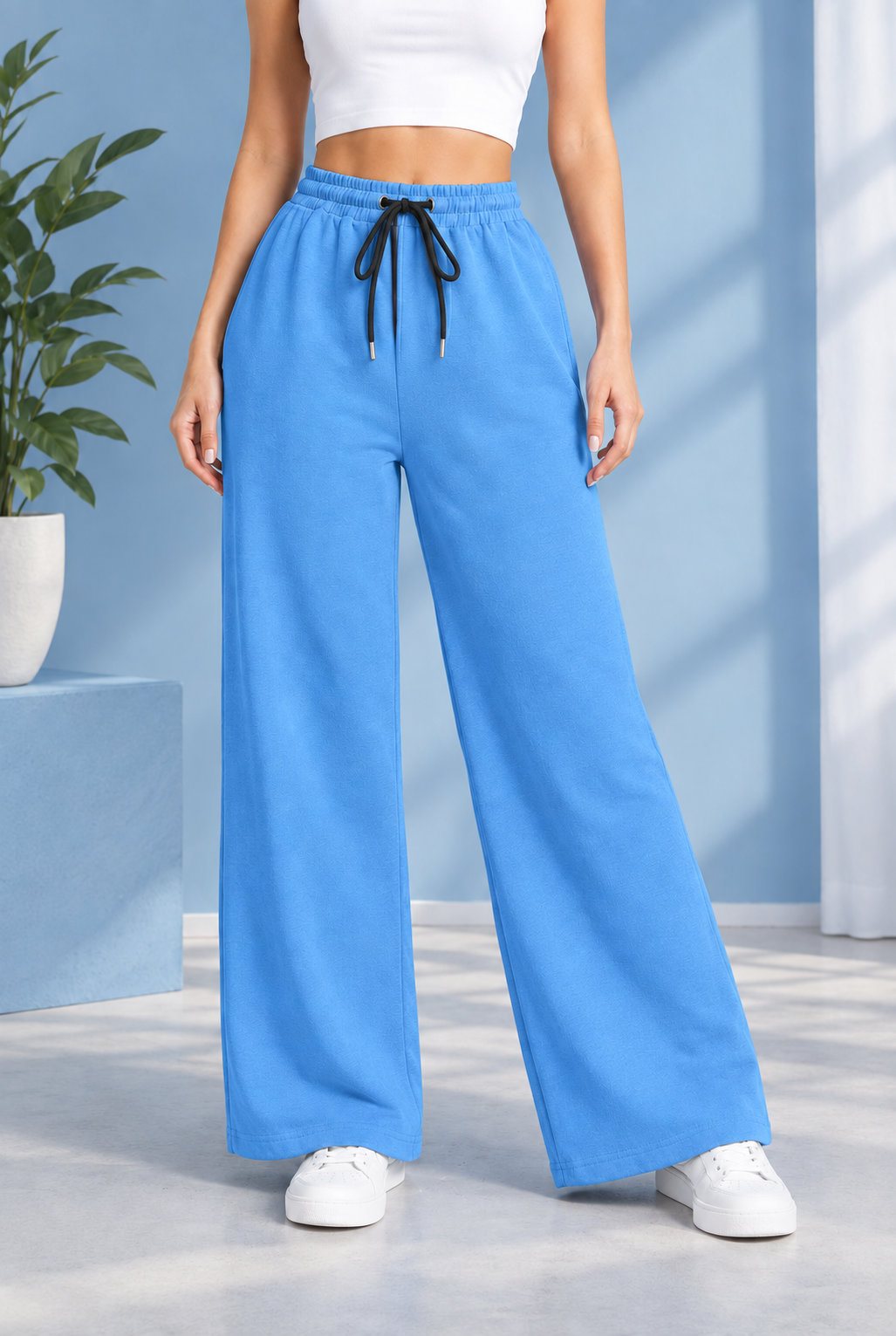 Wide Leg Trouser For Summers - Azure Blue