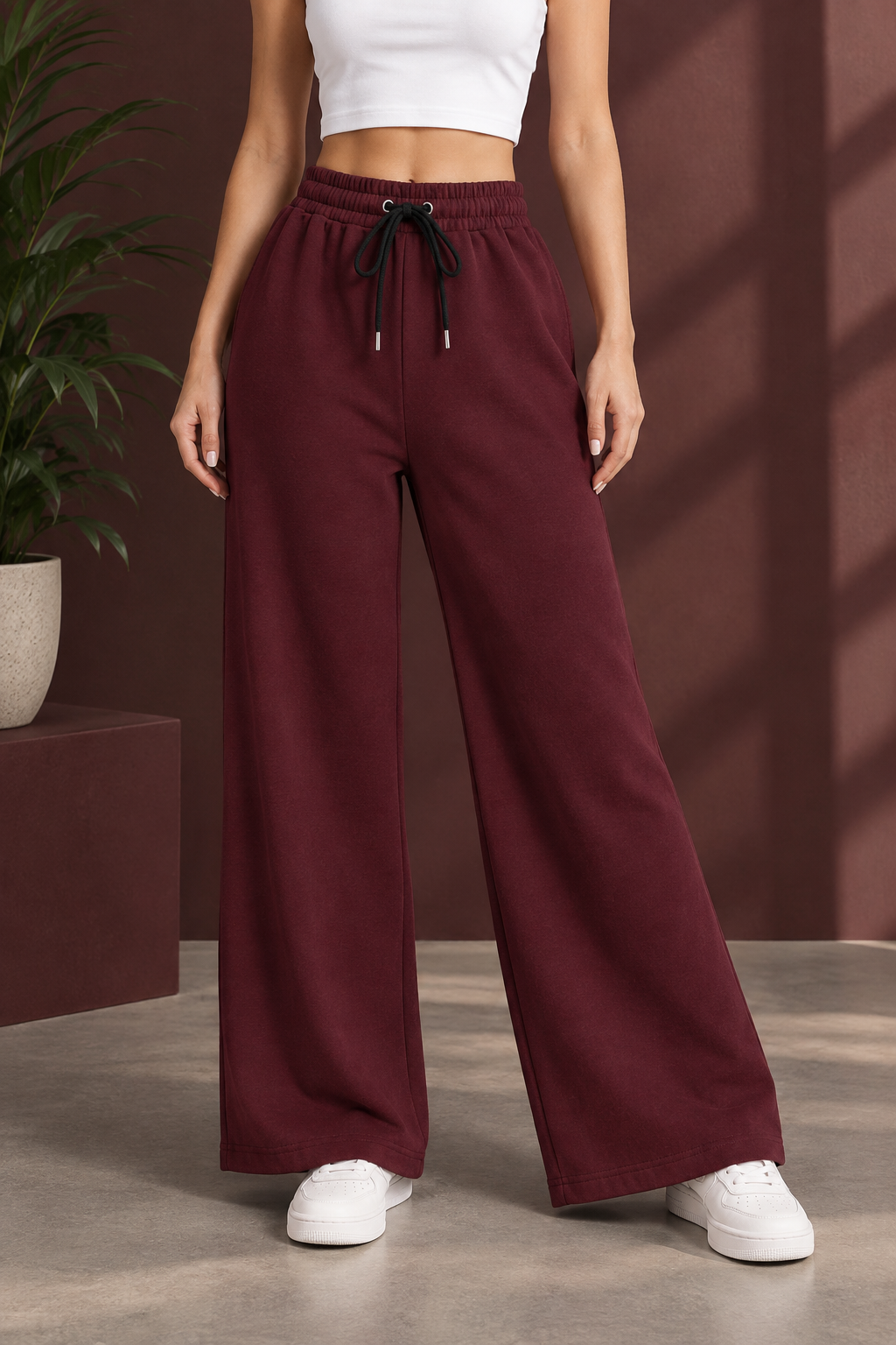 Wide Leg Trouser For Summers - Maroon
