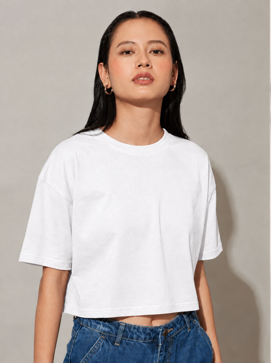 White Basic Crop Tshirt