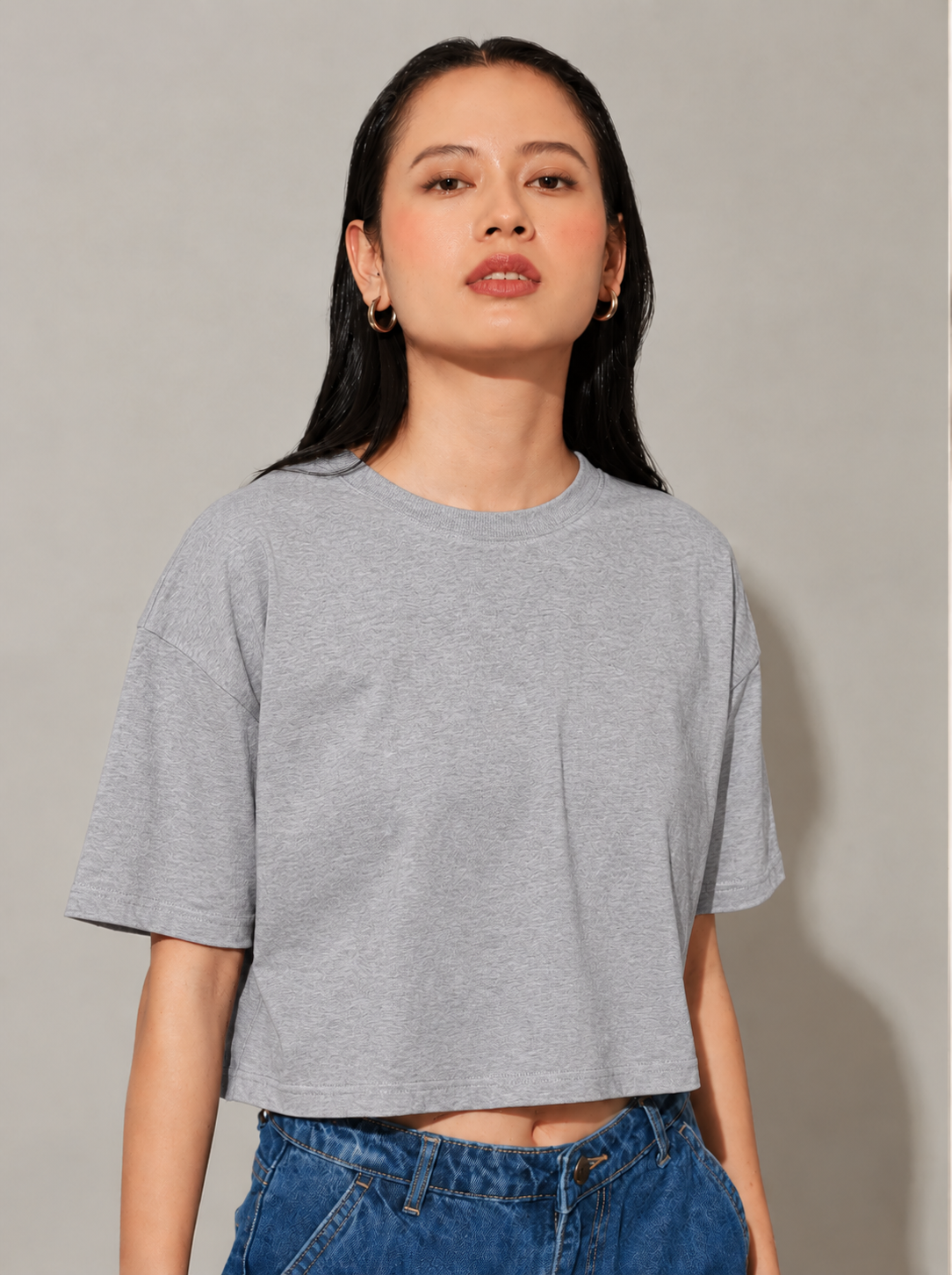 Heather Grey Basic Crop Tshirt