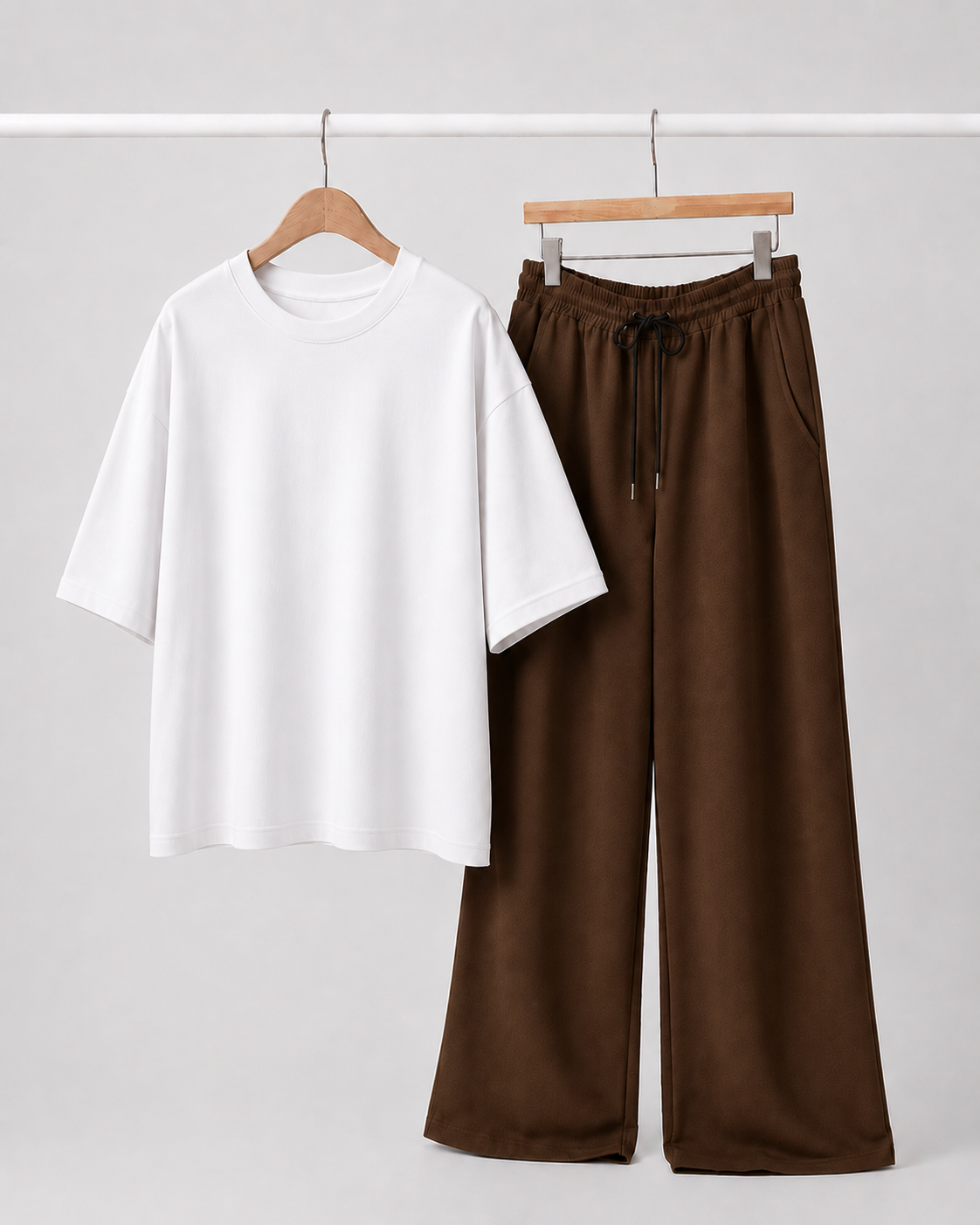Oversized Comfort Matching Set (Brown & White)
