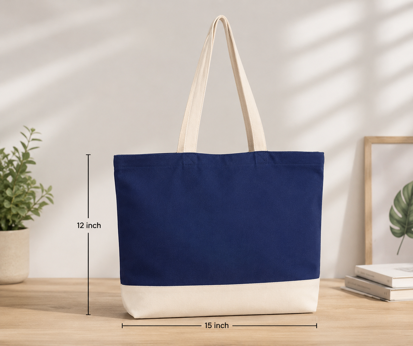 Bloom Double Color Canvas Tote Bag - Blue