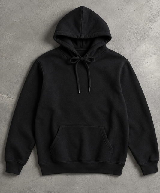 Plain Basic Hoodie - Black
