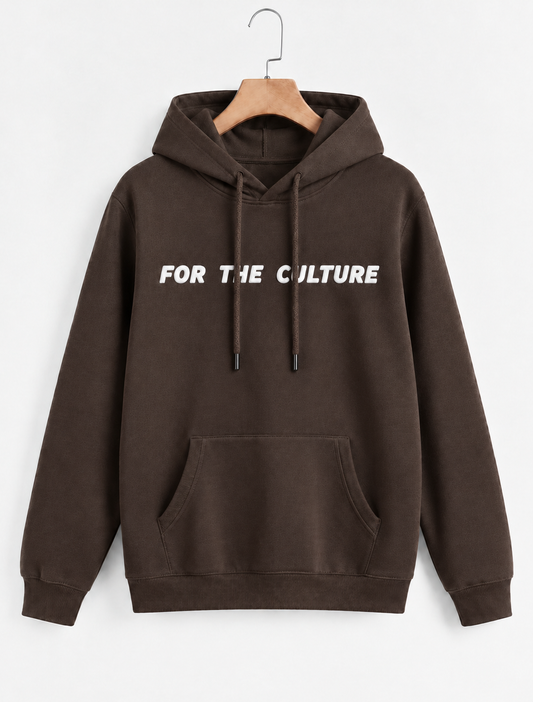 For The Culture White Puffed Hoodie - Brown