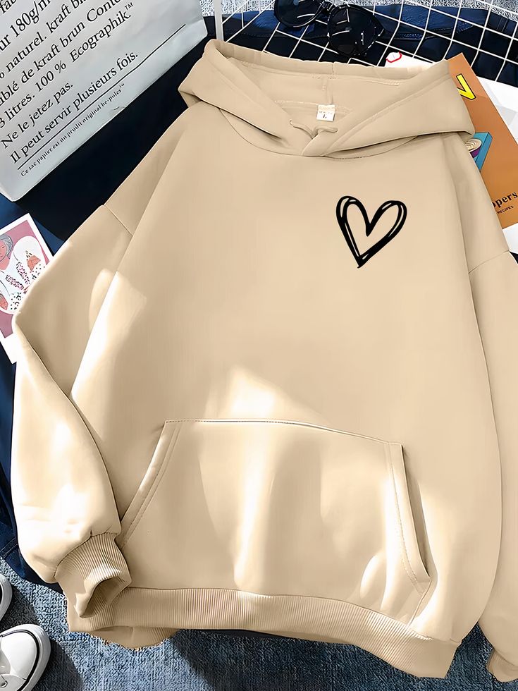 Heart Pocket Hoodie - Cream