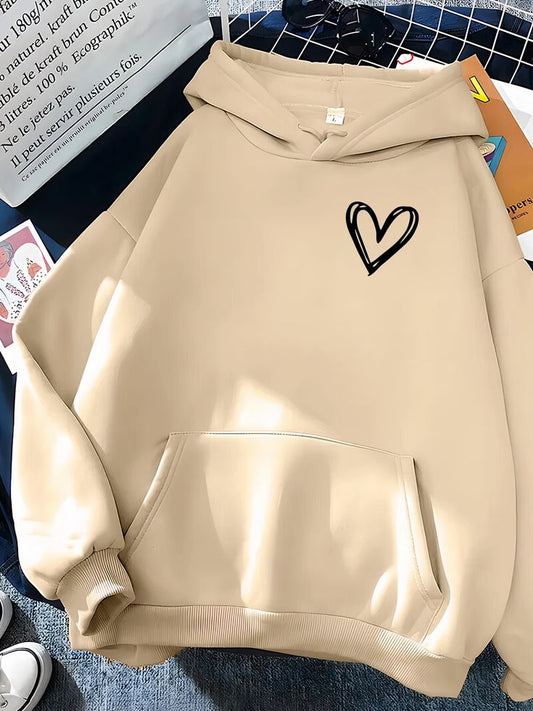 Heart Pocket Hoodie - Cream