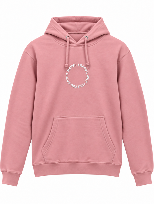 Never Forget White Puffed Hoodie - Onion Pink