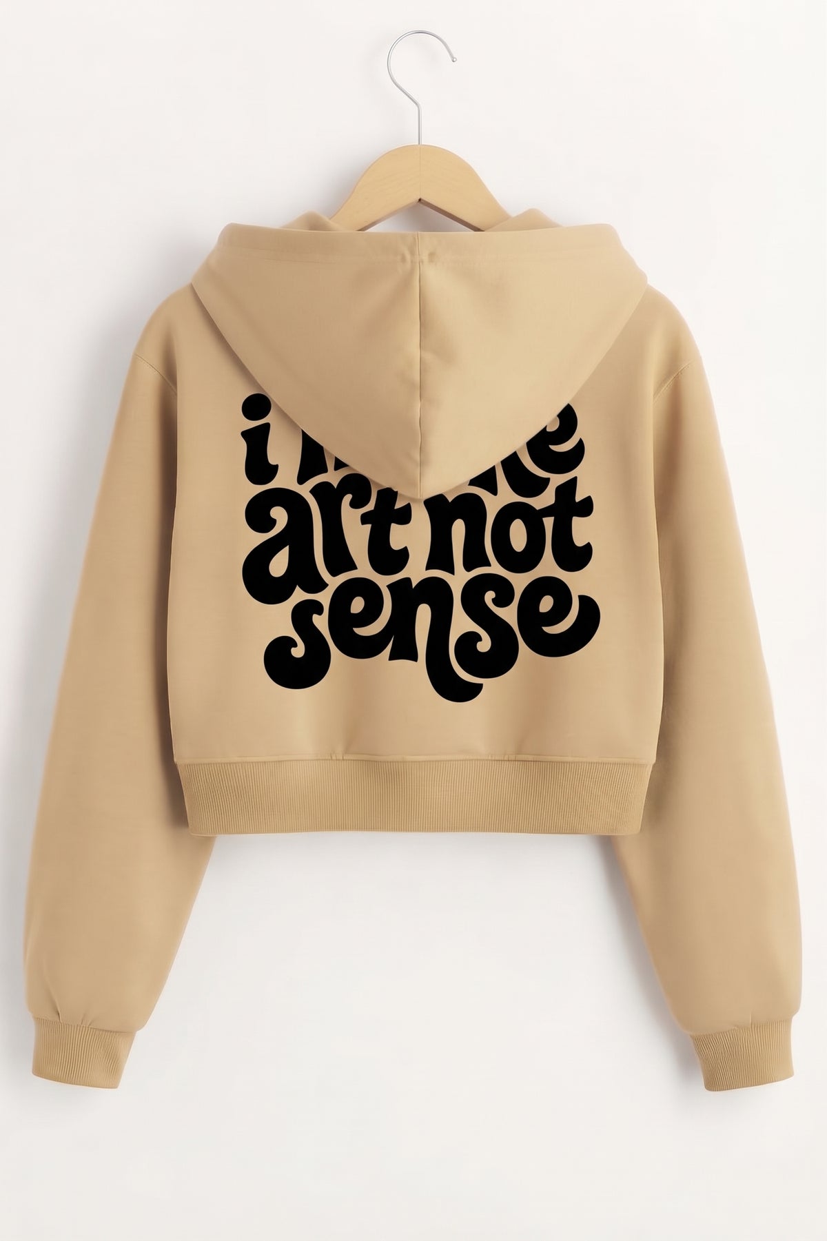 I Make Art Sand Brown Crop Zipper