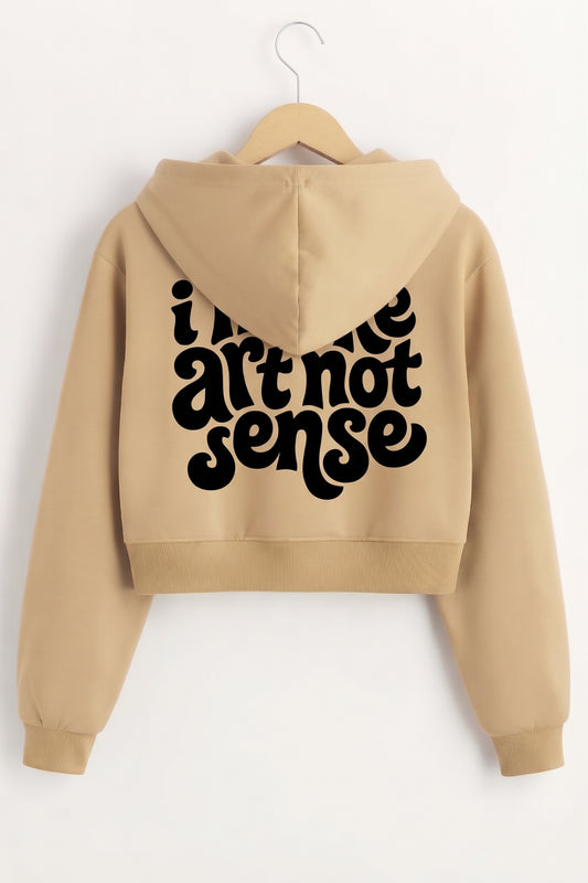 I Make Art Sand Brown Crop Zipper