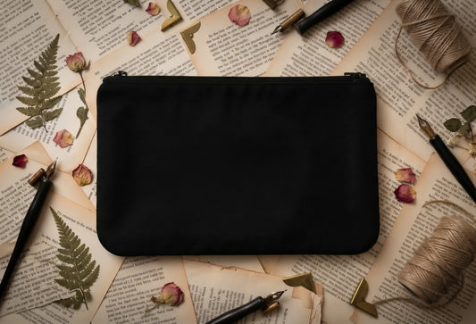 Pack of 4 Black Twill Plain Zipped Pouch