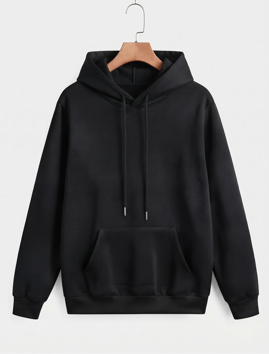 Plain Basic Hoodie - Black