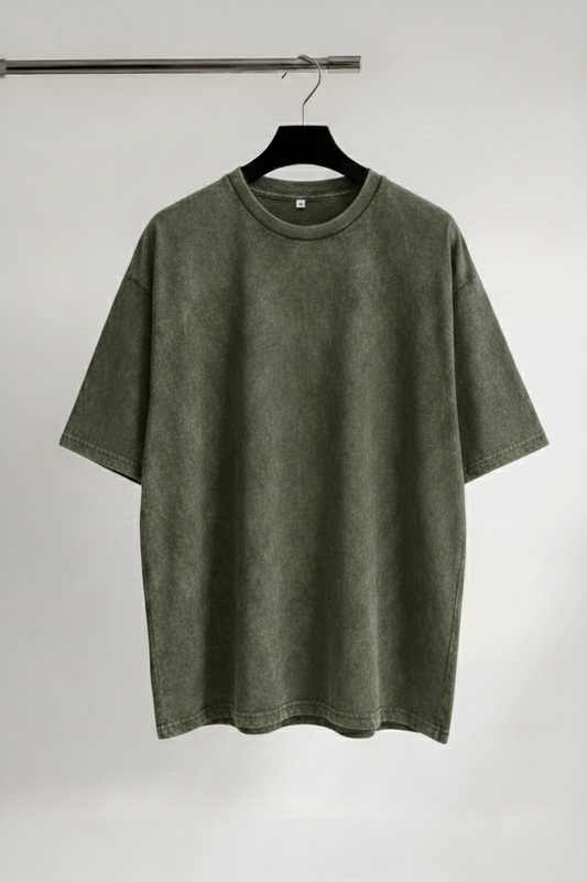 Acid Wash Oversized T-shirt - Green