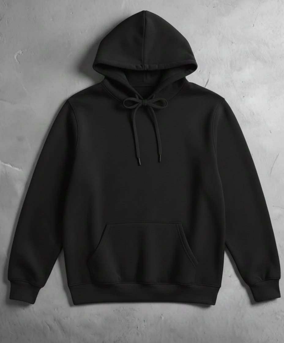 Plain Basic Hoodie - Black