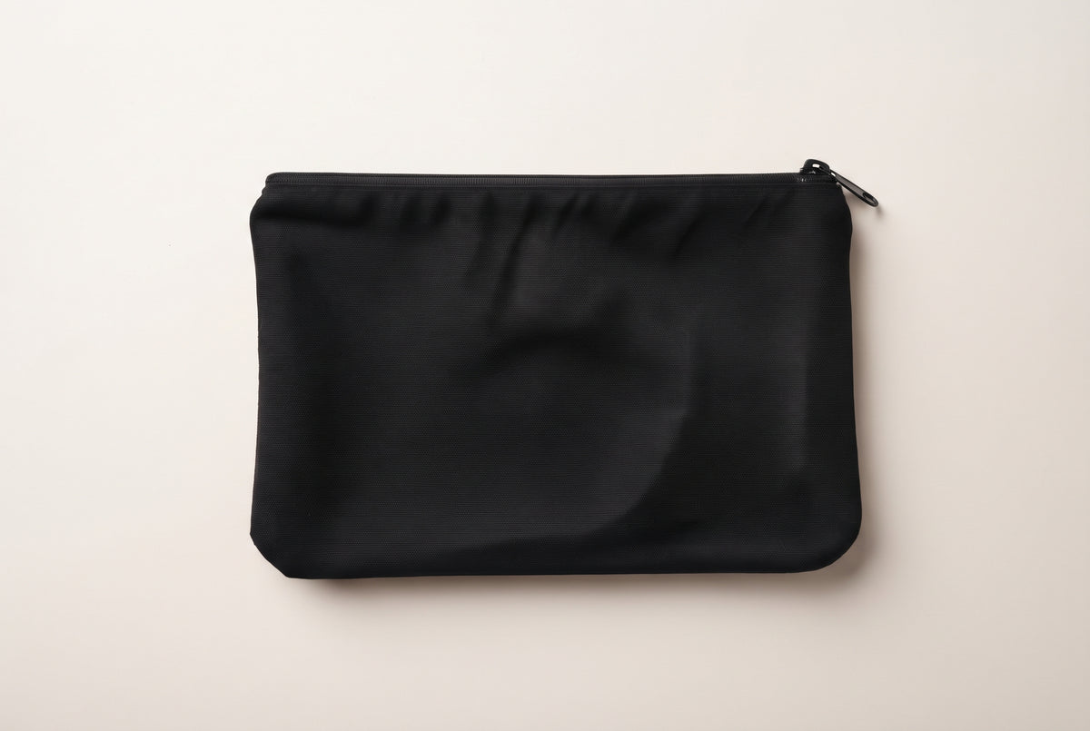 Pack of 4 Black Twill Plain Zipped Pouch