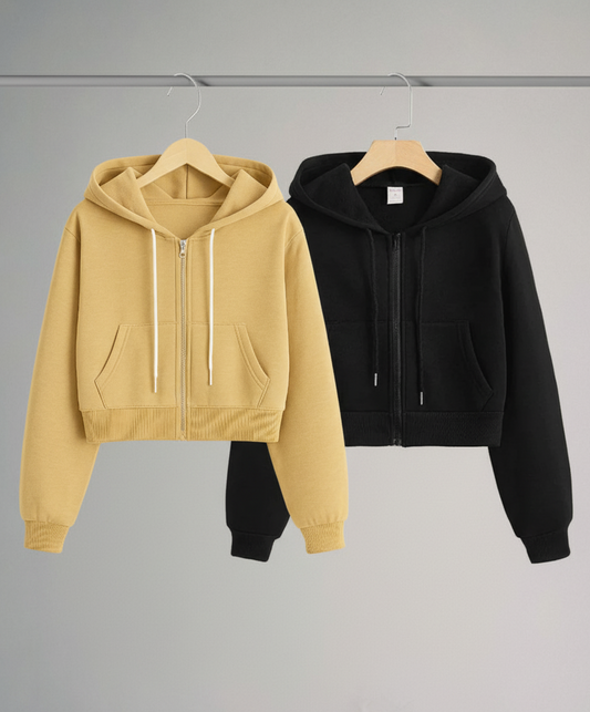 Pack of 2 Crop Zipper Hoodies