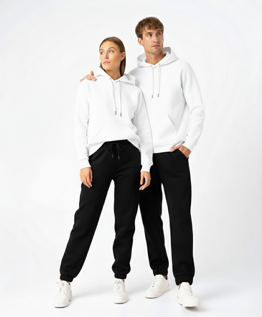 Solid White Black Tracksuit