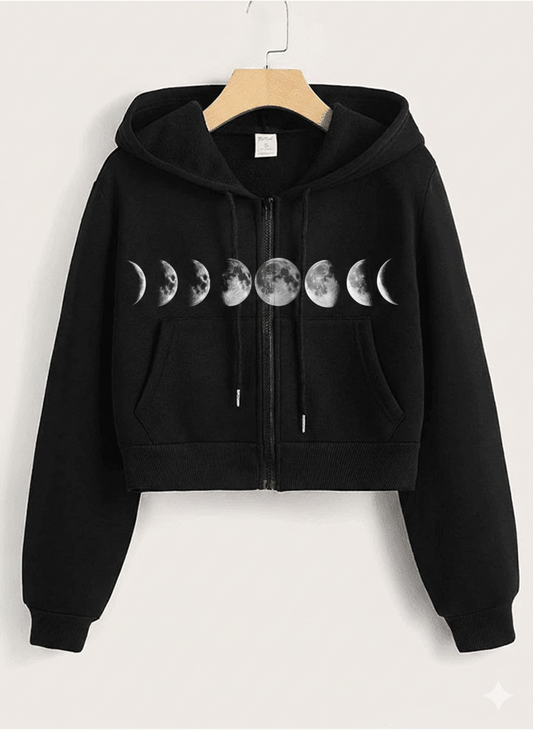 Black Moon Crop Zipper