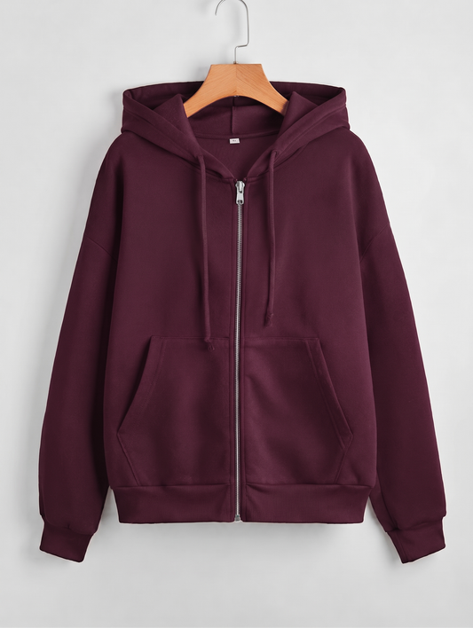 Zipper Hoodie Jacket - Plum
