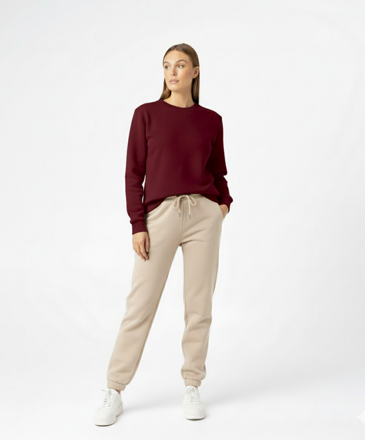 Solid Maroon Beige Tracksuit