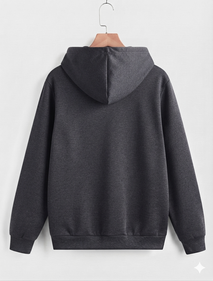 Never Forget White Puffed Hoodie - Charcoal