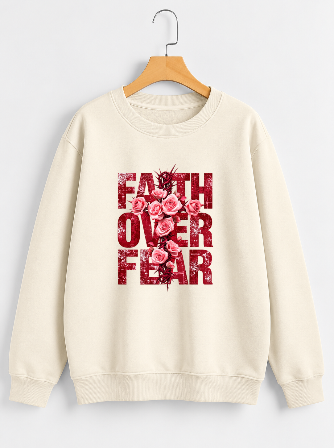 Faith Over Fear Sweatshirt - Cream