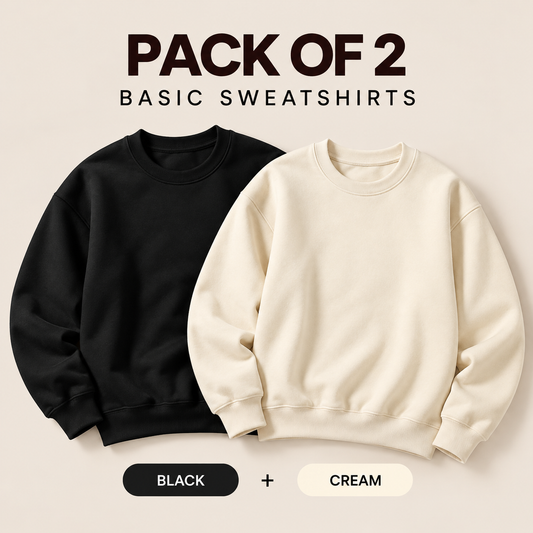 Pack Of Two Basic Sweatshirts Black - Cream