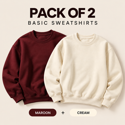 Pack Of Two Basic Sweatshirts Maroon - Cream
