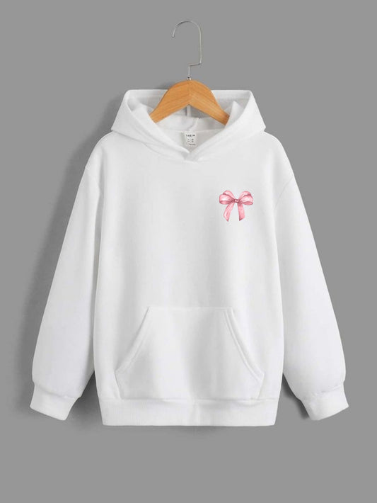 Bow Pocket Hoodie - White