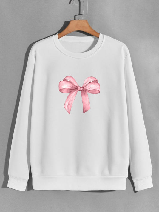 Single Bow Sweatshirt - white