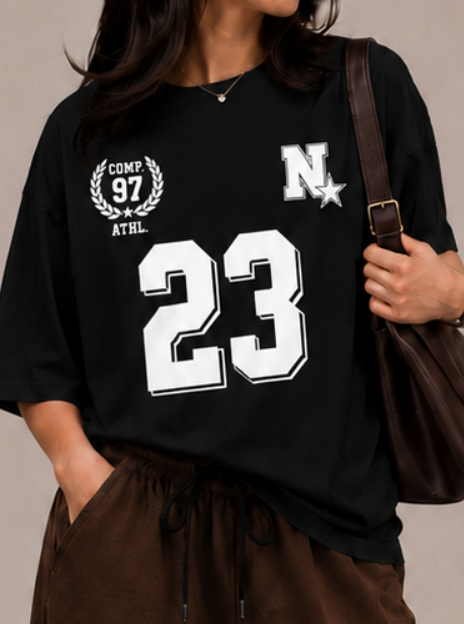 Oversized Comfort Varsity 23 Matching Set (Brown & Black)