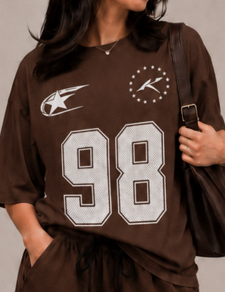 Oversized Comfort Varsity 98 Matching Set (Brown & Brown)